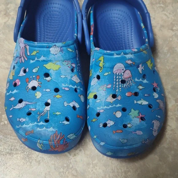Kids Blue Ocean-Themed Clogs By Zara Home Size 24/25 - Picture 4 of 7